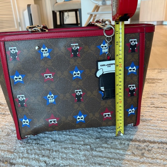 Karl Lagerfeld Brown and Red Shoulder Bag - Picture 9 of 10